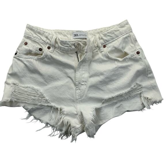 Zara Pants - Zara Cut Off Shorts Womens Beach Casual Size 4 White